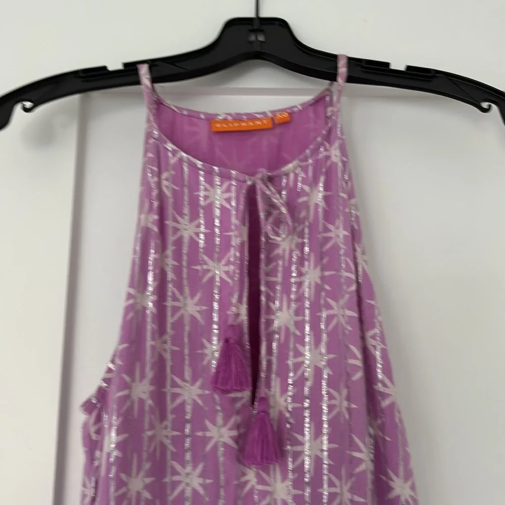 Oliphant Purple Maxi Dress with Silver Star Pattern
